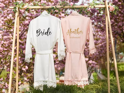 Bridal Robes - Lace Ruffled Kimono