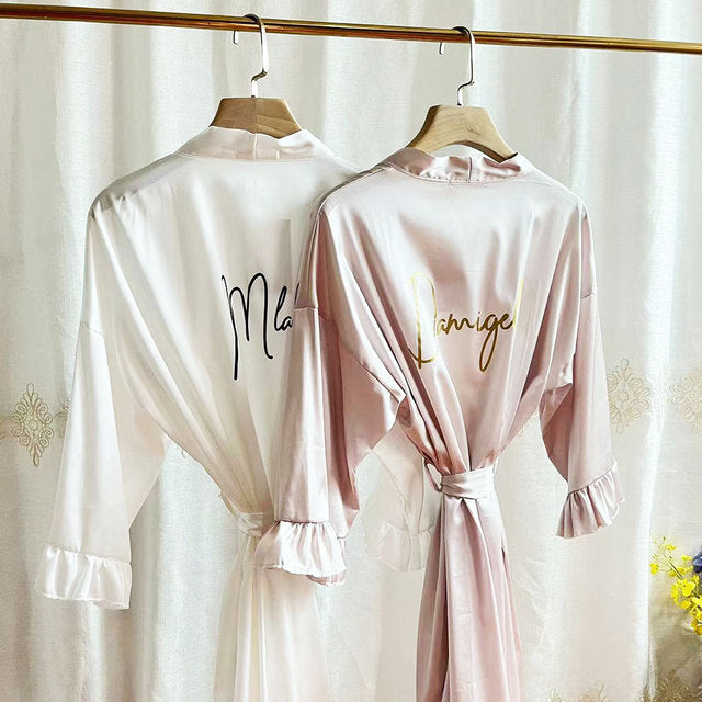 Bridal Robes - Lace Ruffled Kimono