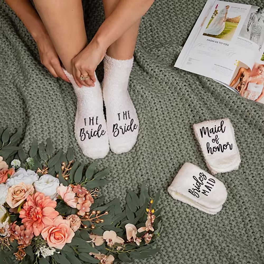 Bridal Party White Personalised Socks