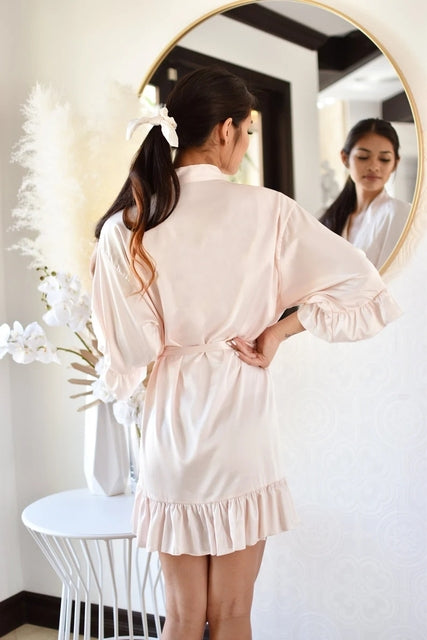 Bridal Robes - Lace Ruffled Kimono